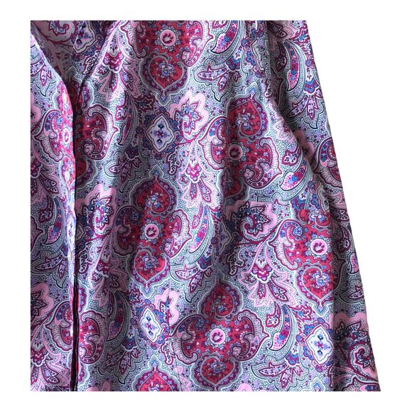 Talbots Women's Blouse Plus 18W Floral Paisley Boho Pink Wrinkle Resist Stretch - Picture 6 of 10